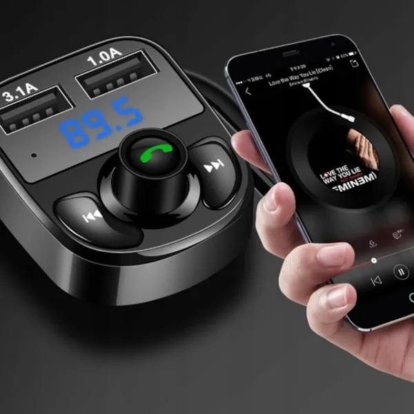 TRANSMITER FM BLUETOOTH MP3 2xUSB microSD DO AUTA