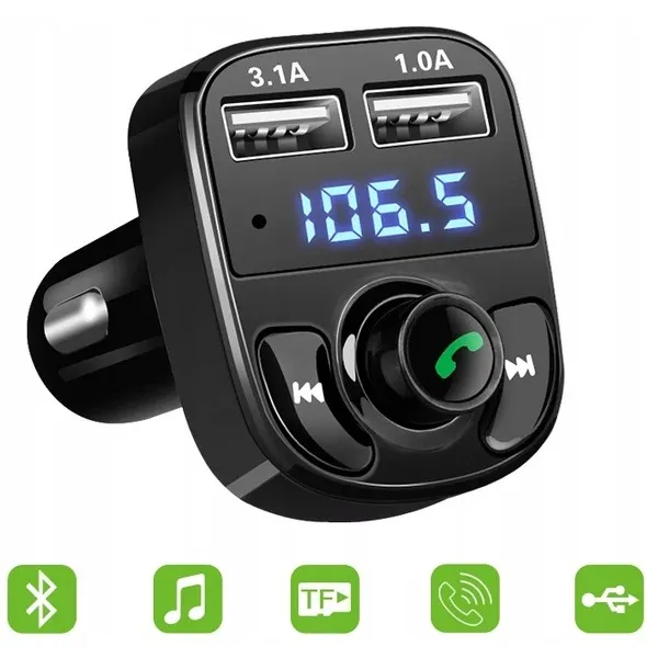 TRANSMITER FM BLUETOOTH MP3 2xUSB microSD DO AUTA