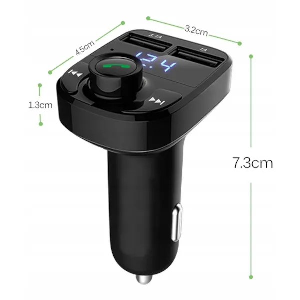 TRANSMITER FM BLUETOOTH MP3 2xUSB microSD DO AUTA